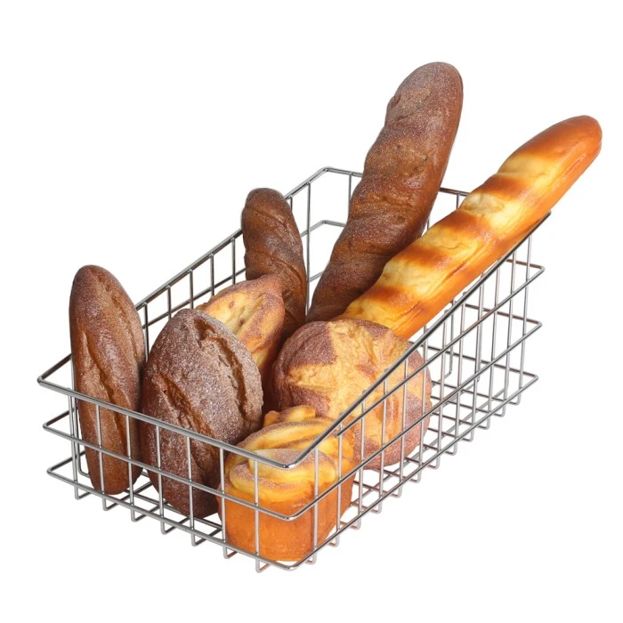 Cesta de almacenamiento de pan de metal inclinado